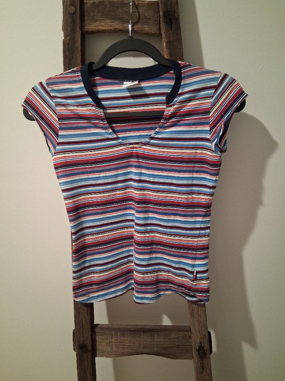 Vintage 2000s Tommy Jeans Women's Baby Tee Embroidered Logo Size Small Petite